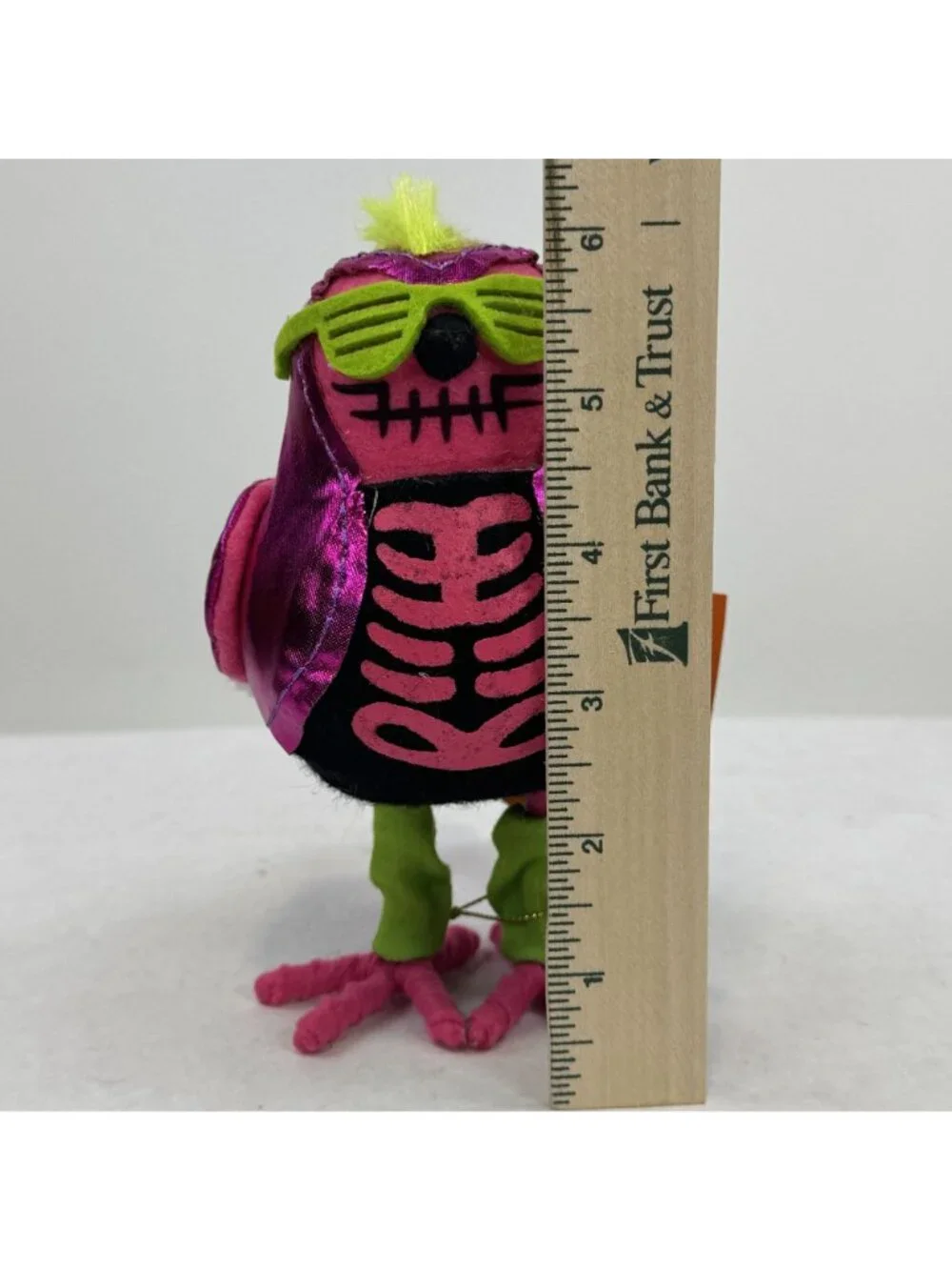 Hyde & Eek! Glitter Featherly Friends Halloween Bird 80's Skeleton Neon Pink NEW